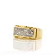 Men's Yellow Gold and Invisible Set Diamond Ring